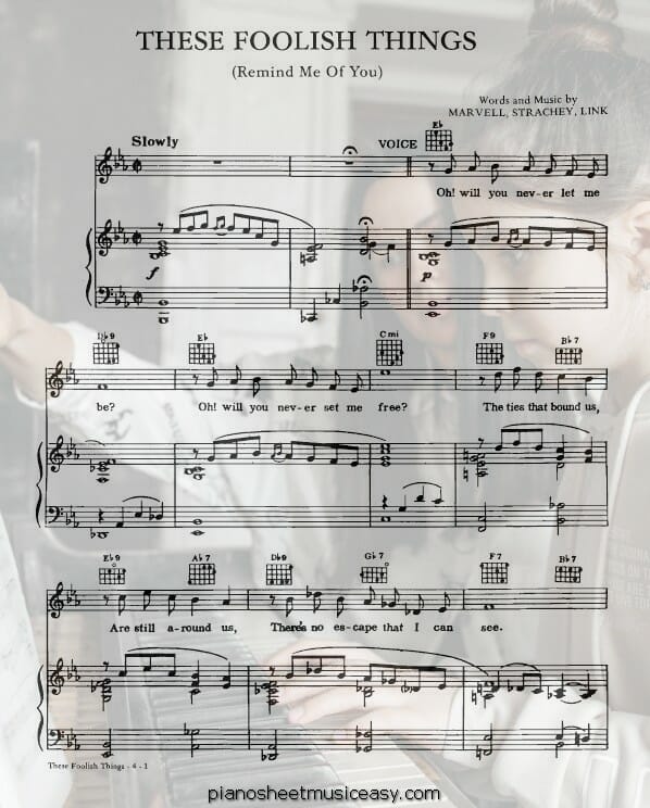 these foolish things printable free sheet music for piano 