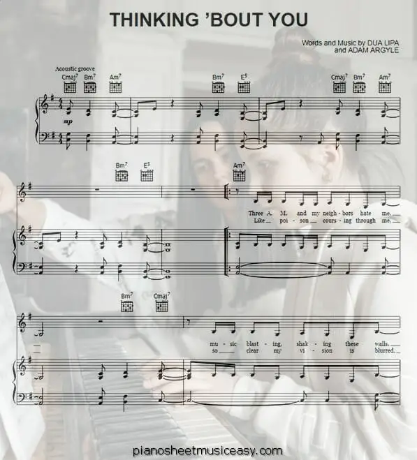 thinking bout you printable free sheet music for piano 