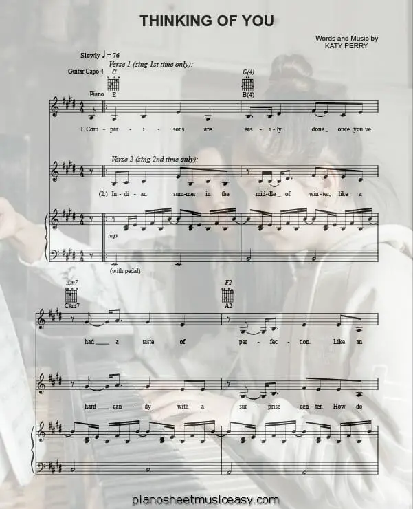 thinking of you printable free sheet music for piano 