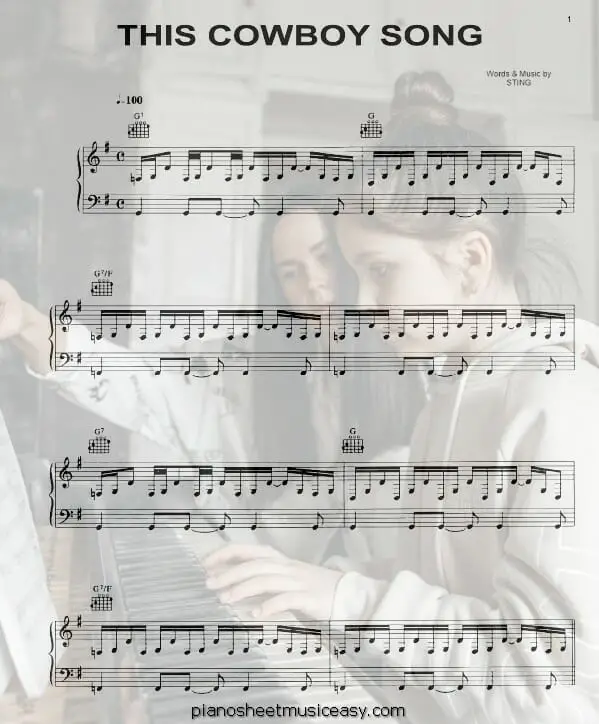 this cowboy song printable free sheet music for piano 