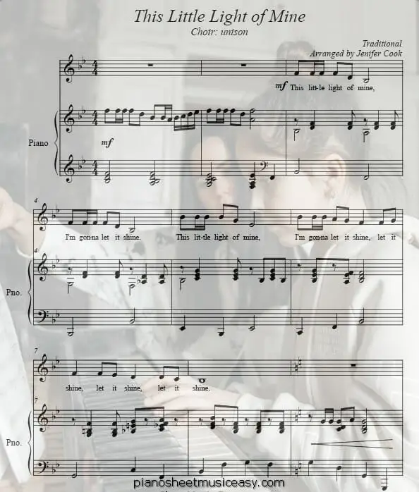 this little light of mine printable free sheet music for piano 