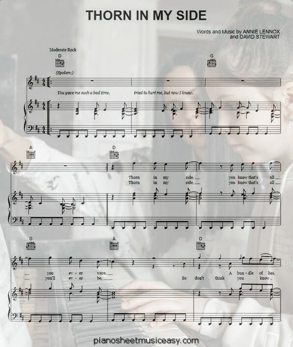 thorn in my side printable free sheet music for piano 