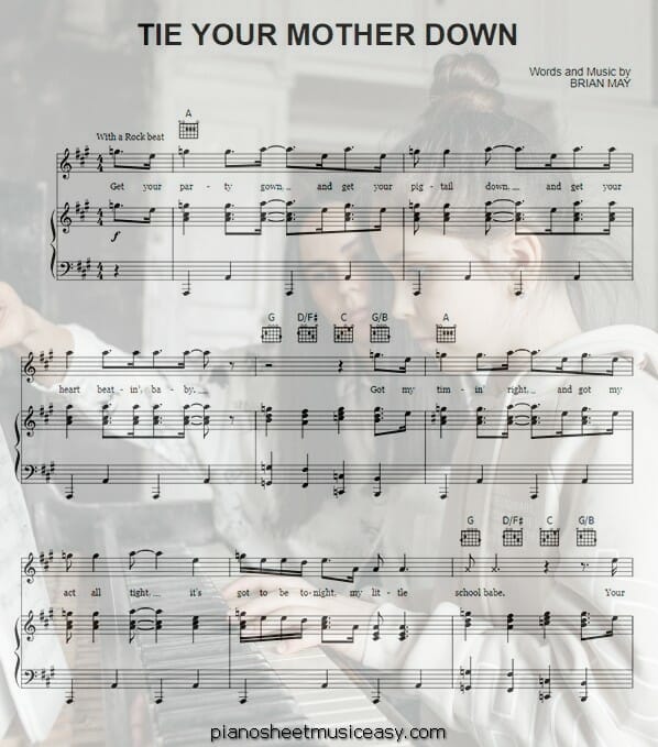 tie your mother down printable free sheet music for piano 