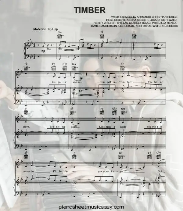 timber printable free sheet music for piano 