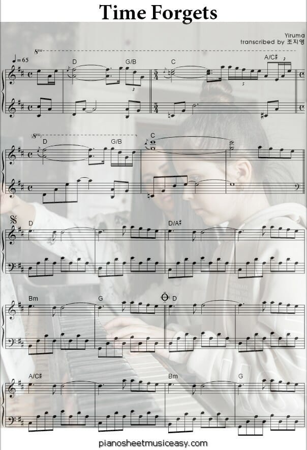 time forgets printable free sheet music for piano 