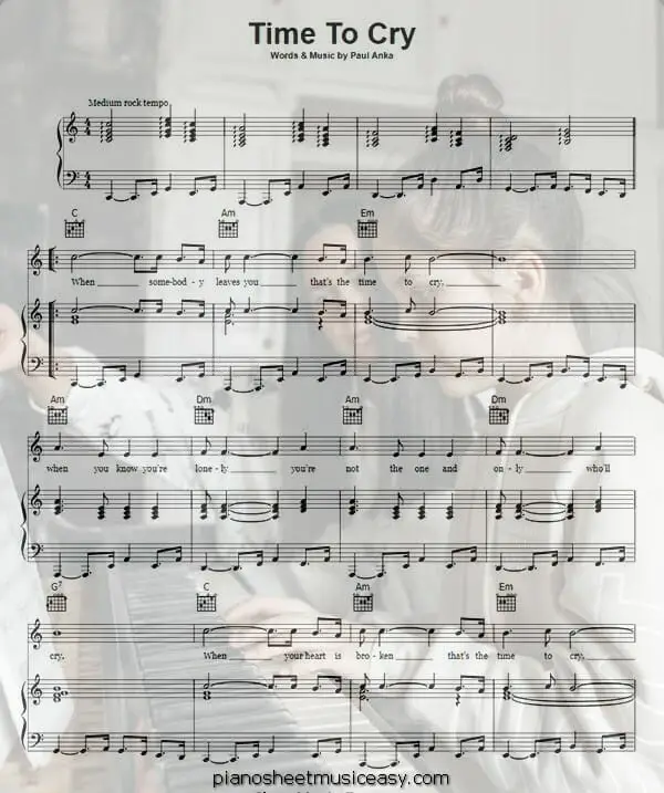time to cry printable free sheet music for piano 