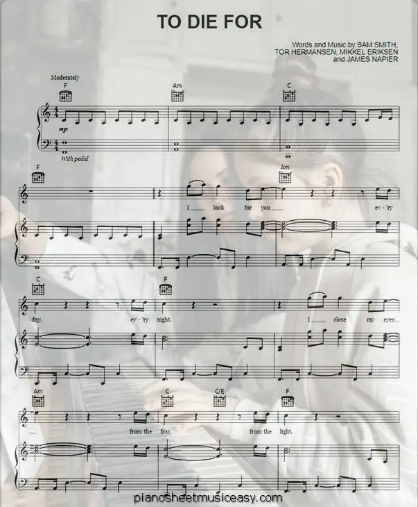 to die for printable free sheet music for piano 