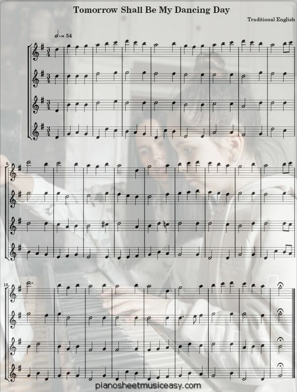 tomorrow shall be my dancing day flute printable free sheet music for piano 