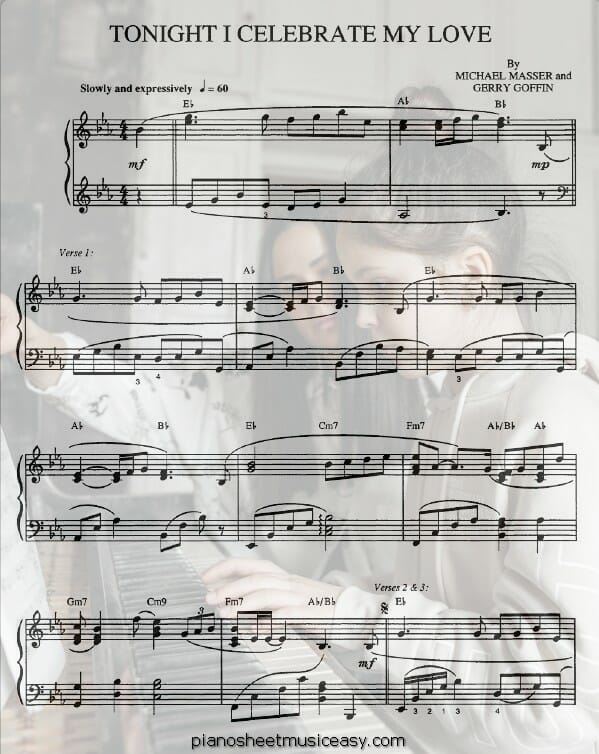 tonight i celebrate my love printable free sheet music for piano 