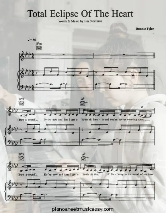 total eclipse of the heart sheet music pdf