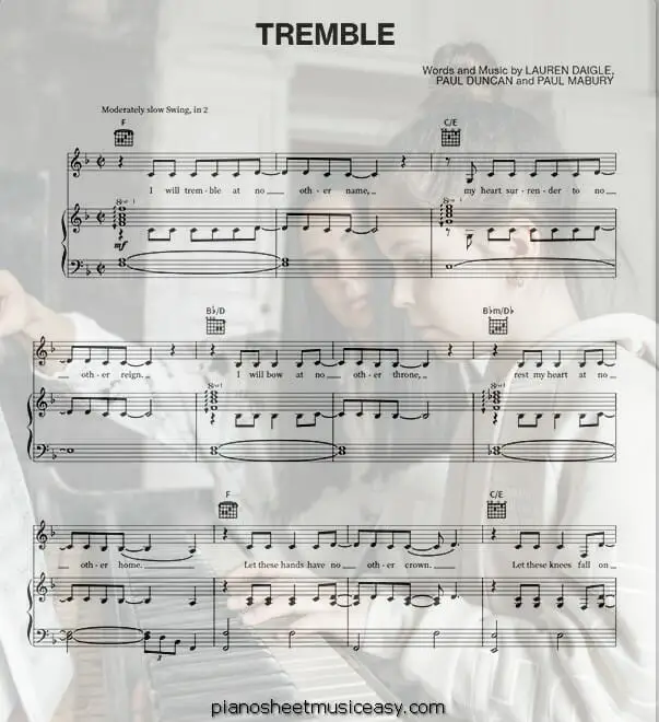 tremble printable free sheet music for piano 