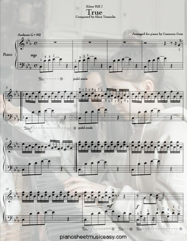 true printable free sheet music for piano 