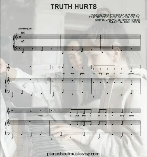 truth hurts printable free sheet music for piano 