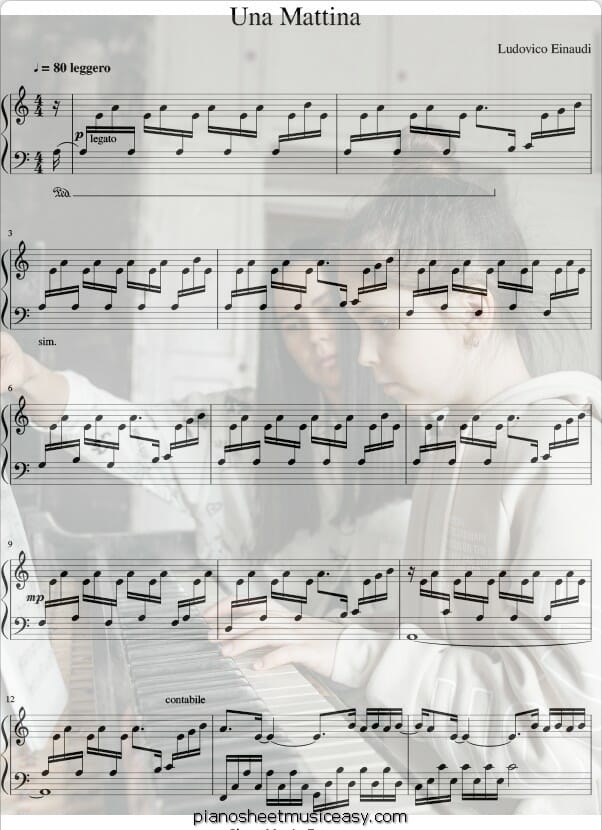 una mattina printable free sheet music for piano 