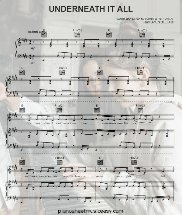 underneath it all printable free sheet music for piano 