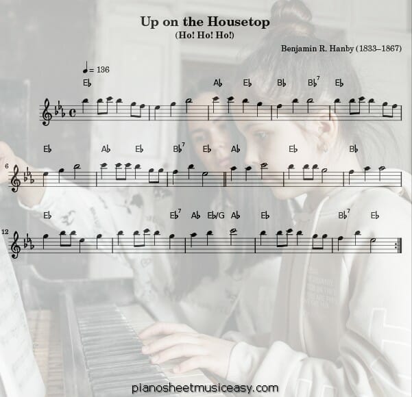 up on the housetop flute printable free sheet music for piano 