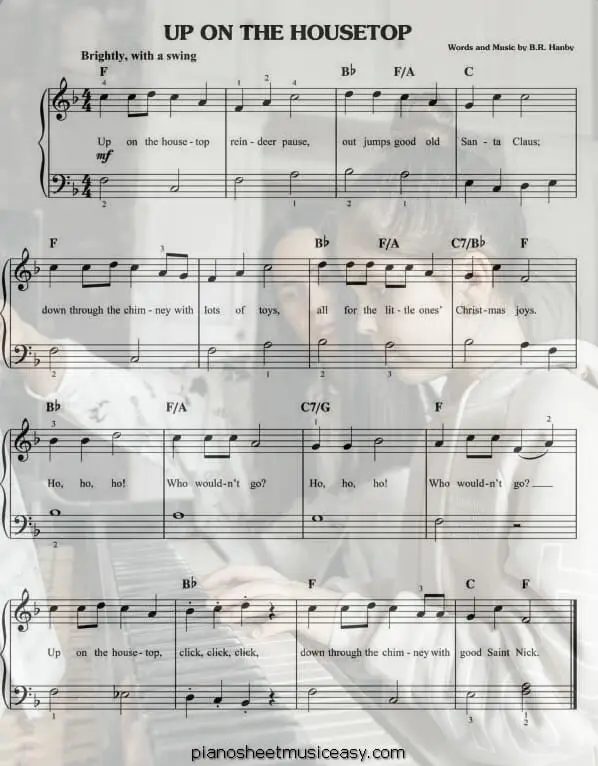 up on the housetop printable free sheet music for piano 