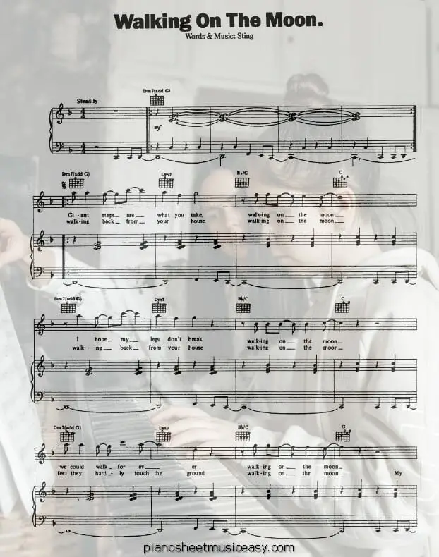 walking on the moon printable free sheet music for piano 