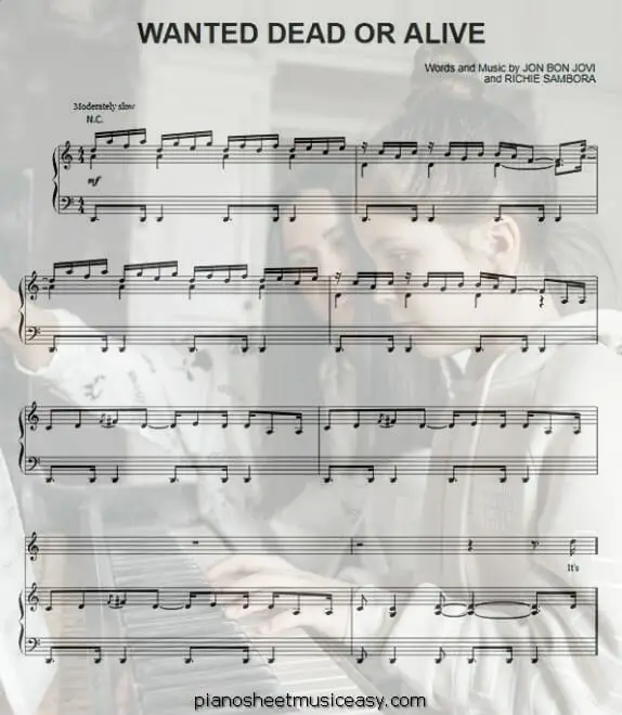 wanted dead or alive sheet music pdf