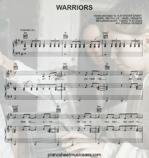 warriors printable free sheet music for piano 
