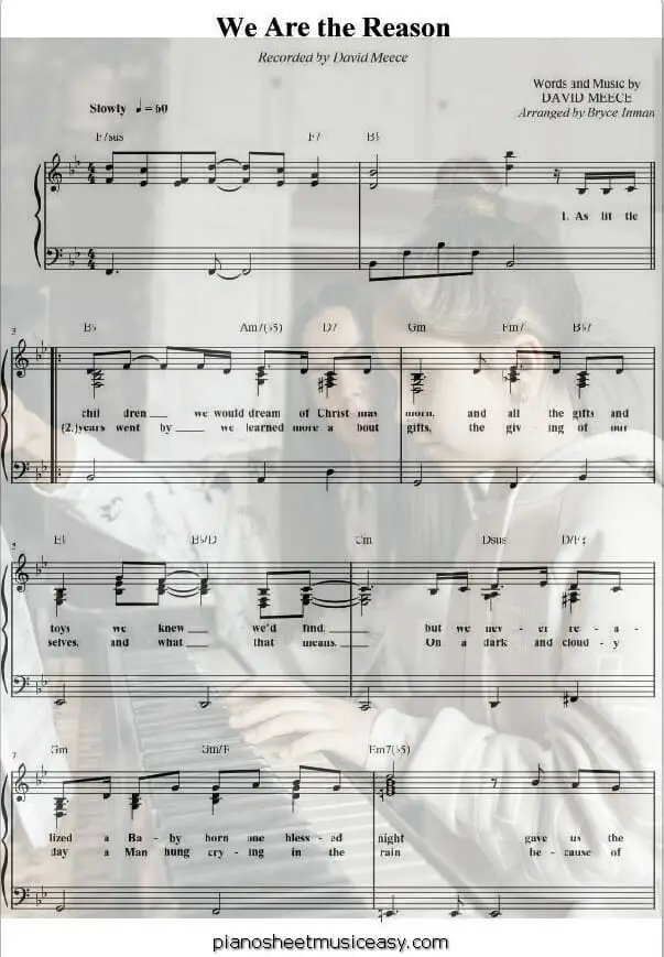 we are the reason printable free sheet music for piano 
