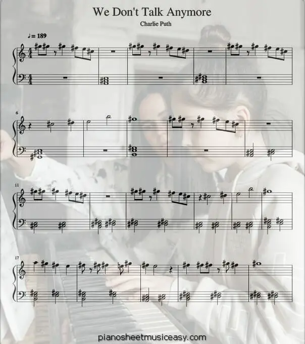 we dont talk anymore printable free sheet music for piano 