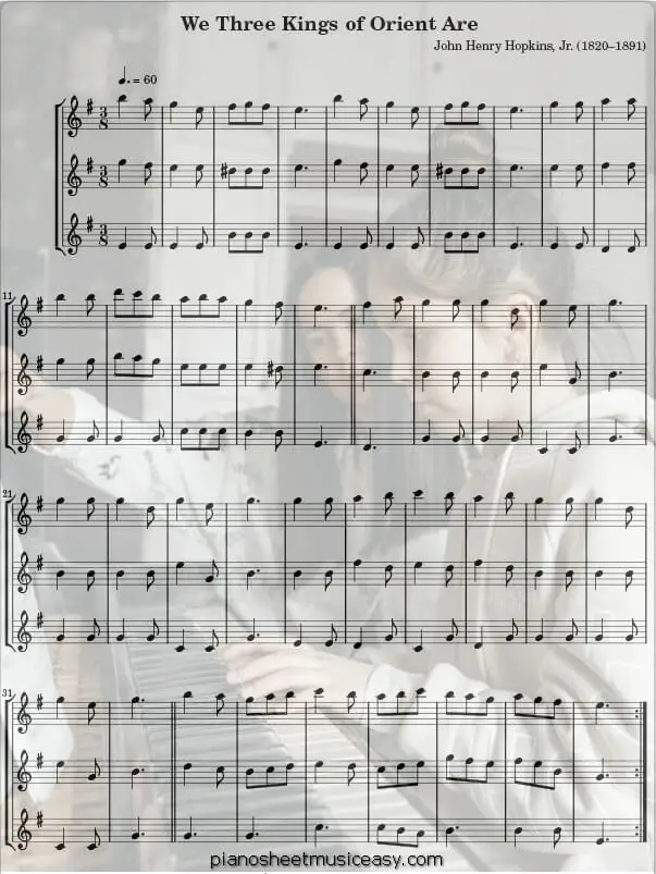 we three kings of orient are flute printable free sheet music for piano 