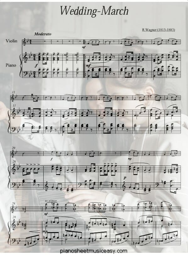 wedding march printable free sheet music for piano 