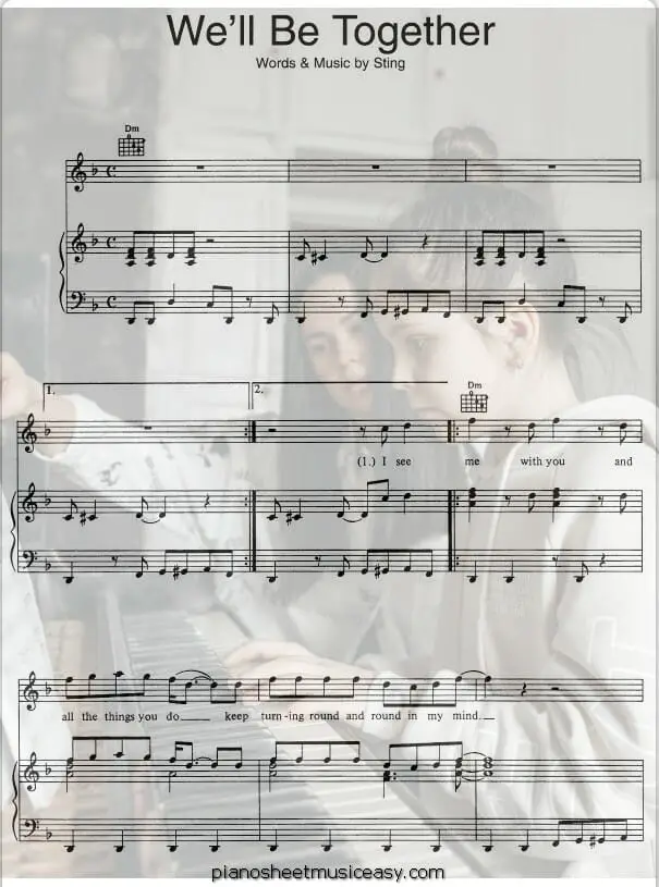 well be together printable free sheet music for piano 