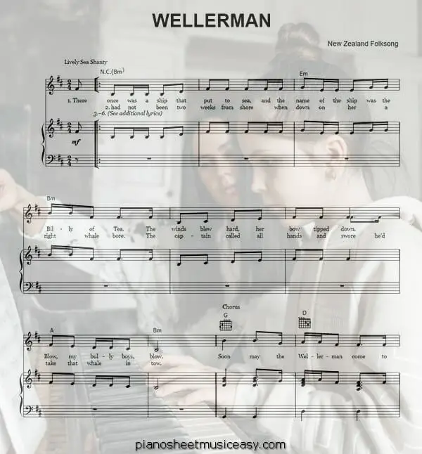 wellerman printable free sheet music for piano 