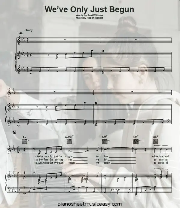 weve only just begun printable free sheet music for piano 