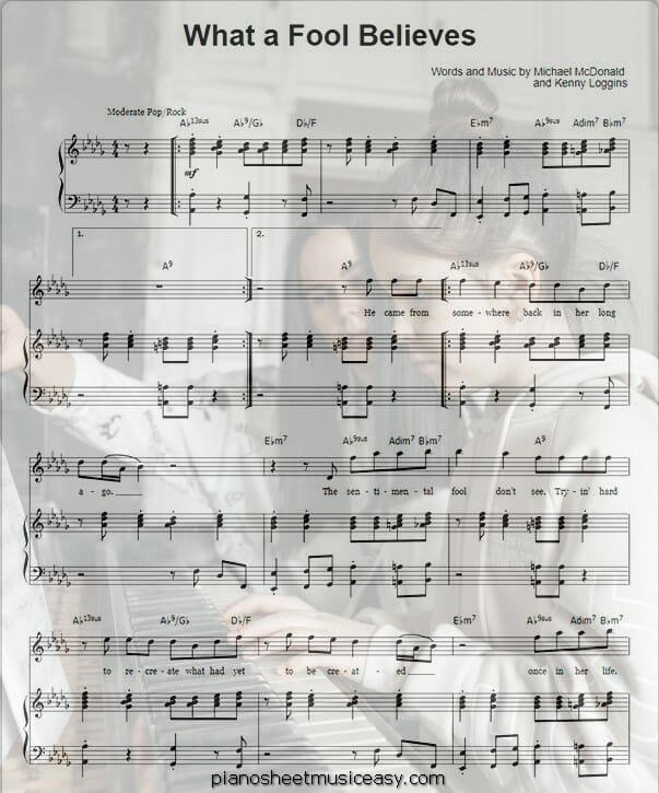 what a fool believes printable free sheet music for piano 