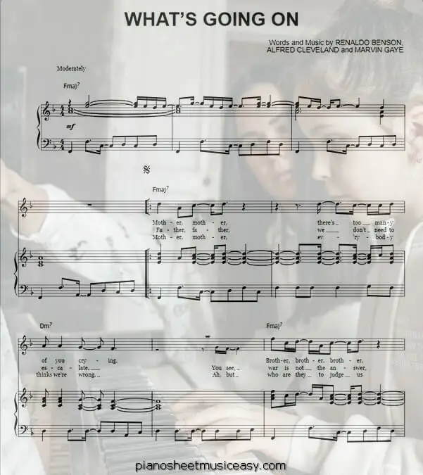 whats going on printable free sheet music for piano 