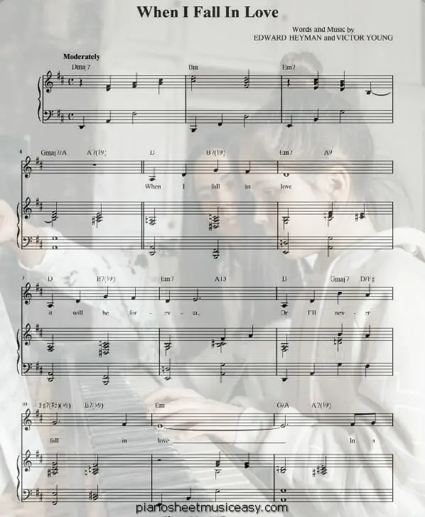 when i fall in love celine dion printable free sheet music for piano 