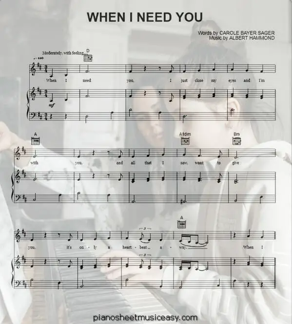 when i need you printable free sheet music for piano 