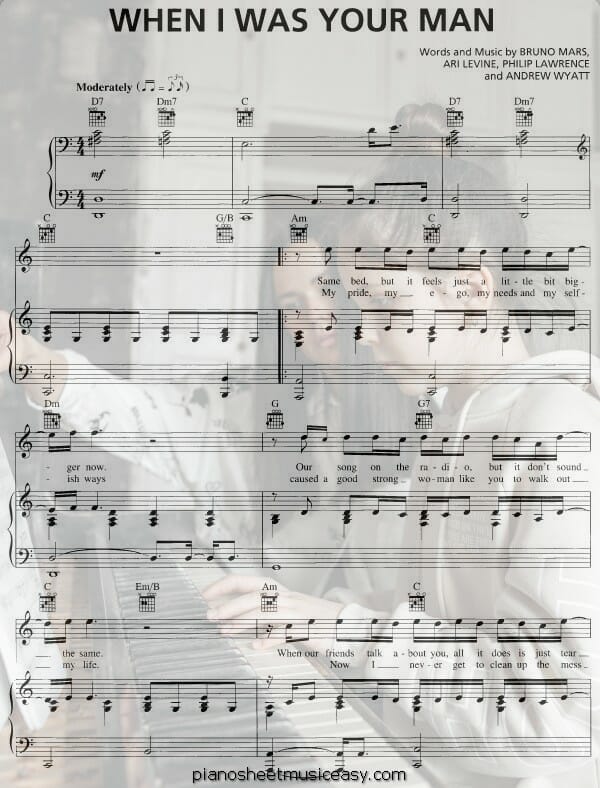 when i was your man printable free sheet music for piano 