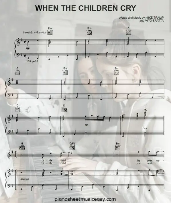 when the children cry printable free sheet music for piano 