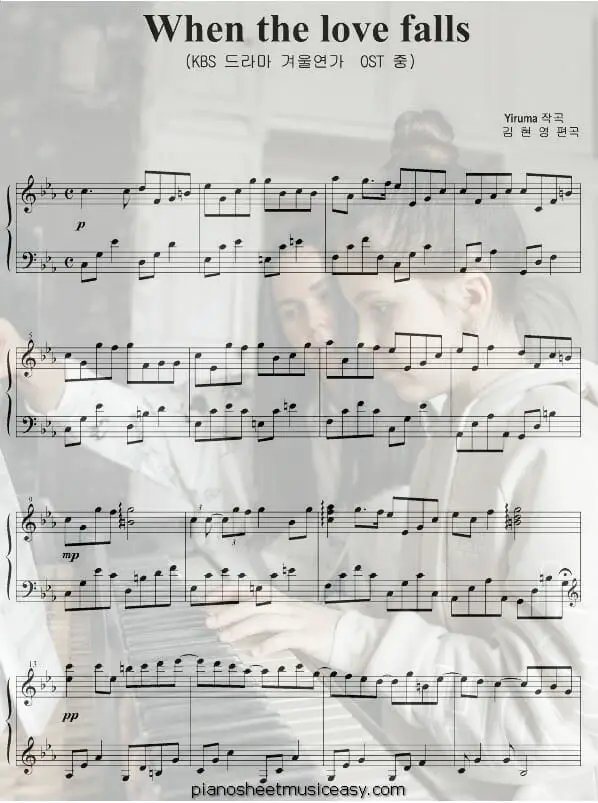 when the love falls printable free sheet music for piano 