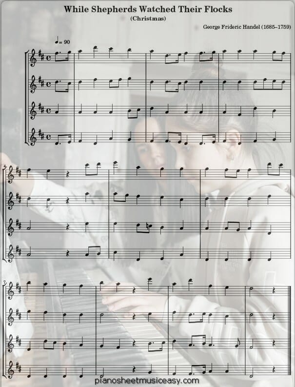 while shepherds watched their flocks flute printable free sheet music for piano 
