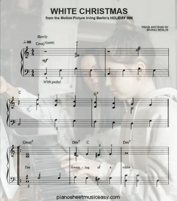 white christmas easy piano printable free sheet music for piano 