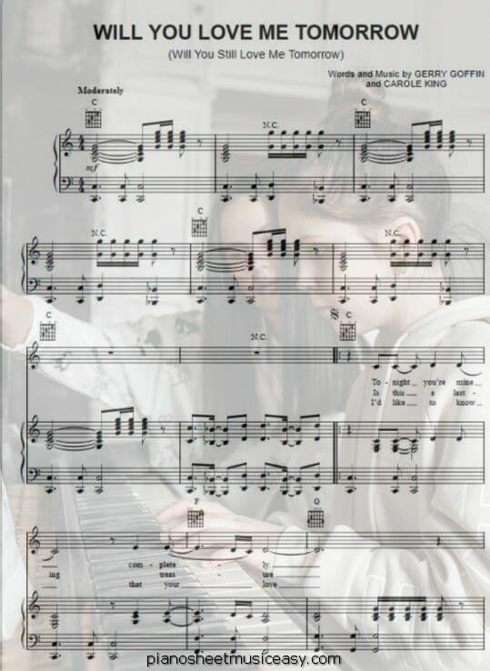 will you still love me tomorrow printable free sheet music for piano 