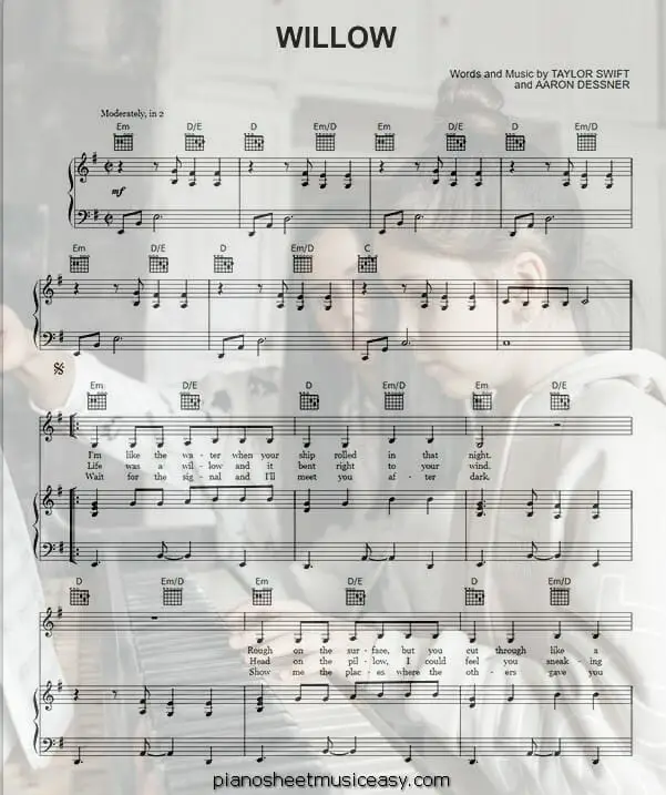 willow printable free sheet music for piano 