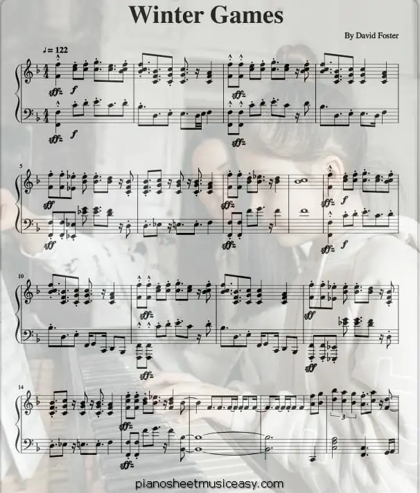 winter games printable free sheet music for piano 