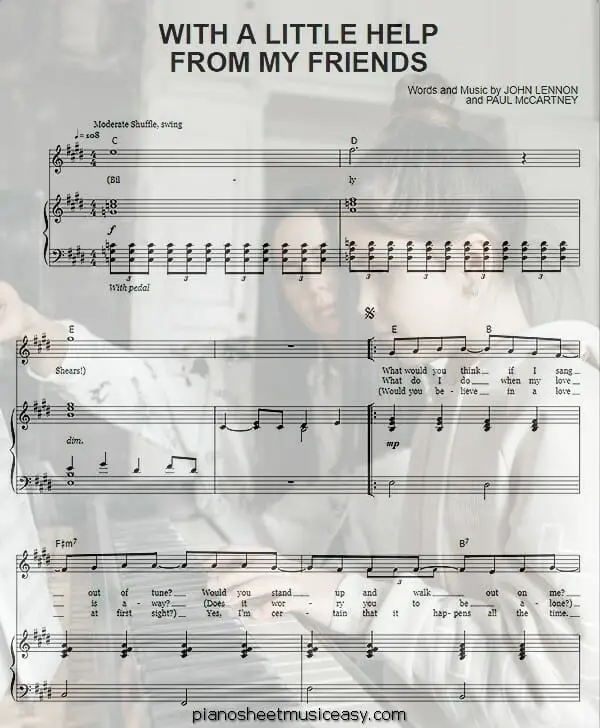 with little help from my friends printable free sheet music for piano 