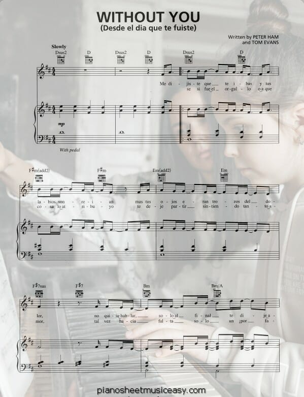 without you il divo printable free sheet music for piano 