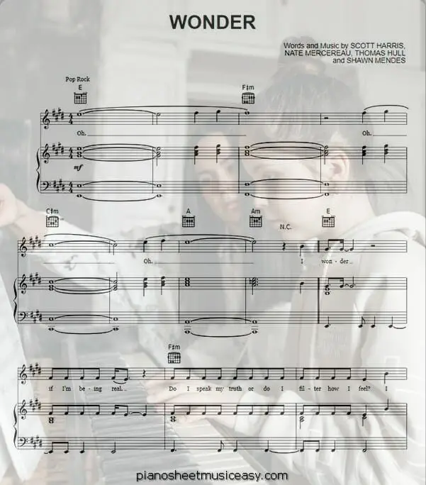 wonder printable free sheet music for piano 
