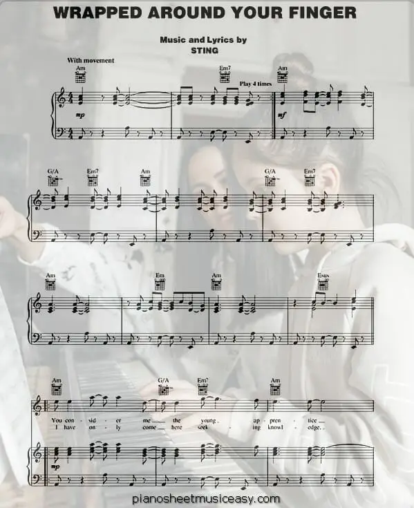 wrapped around your finger printable free sheet music for piano 