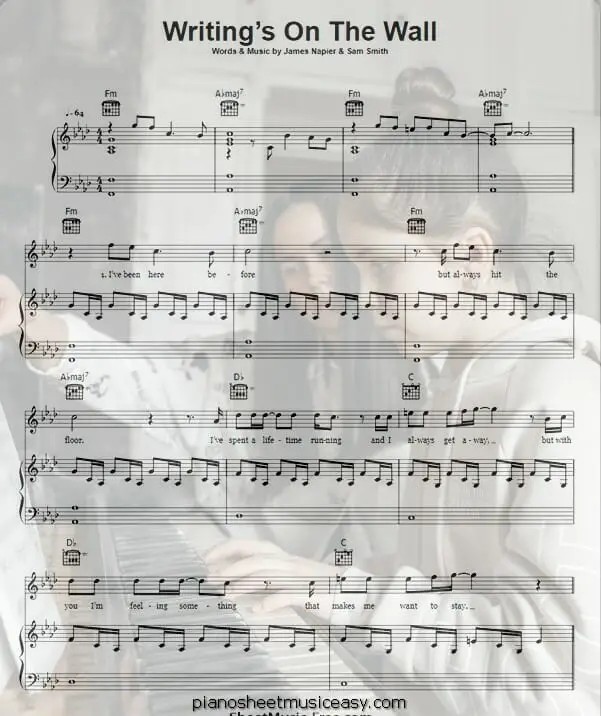 writings on the wall printable free sheet music for piano 