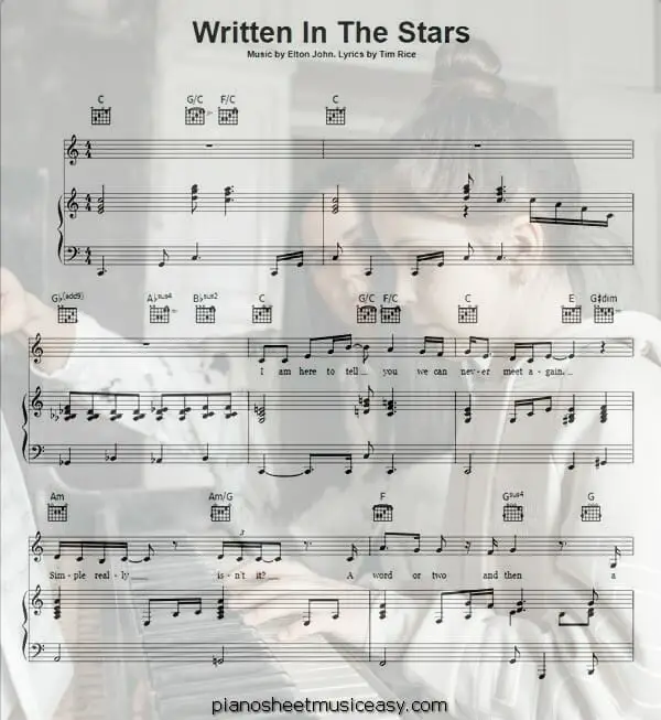 written in the stars printable free sheet music for piano 