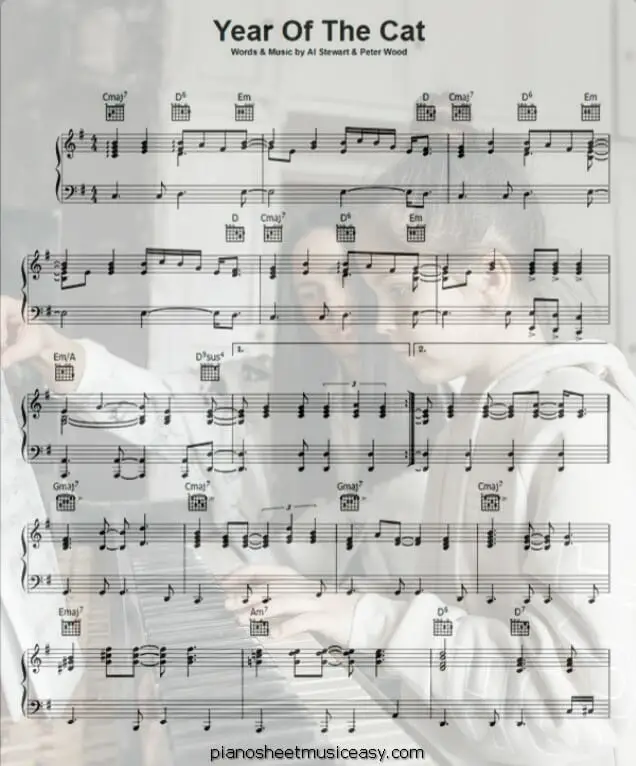 year of the cat printable free sheet music for piano 